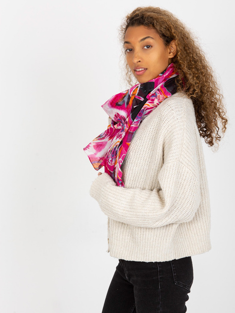 Hurtownia Ciemnoróżowa bawełniana chusta z nadrukiem