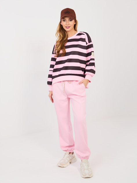 Różowo-czarny dresowy komplet ze spodniami typu jogger