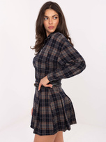 Granatowa plisowana spódnica w kratę