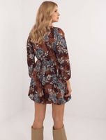 Hurtownia online Brązowa sukienka bombka z nadrukiem