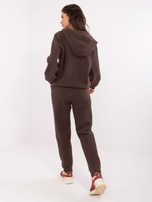 Brązowy swetrowy komplet z rozpinaną bluzą 