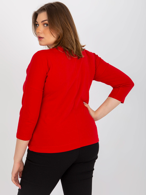 Hurt Czerwona bluzka plus size z nadrukiem i rękawem 3/4
