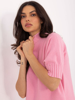 Różowy damski sweter z krótkim rękawem