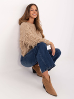Beżowy damski sweter w stylu boho RUE PARIS