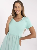 Miętowa rozkloszowana sukienka z bawełny