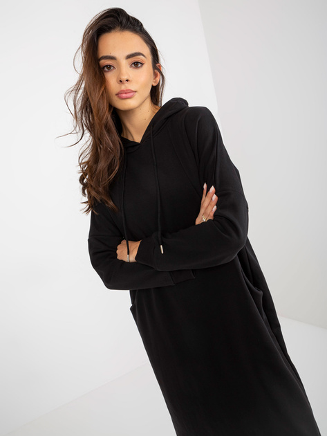 Hurt Czarna midi sportowa sukienka basic z kieszeniami