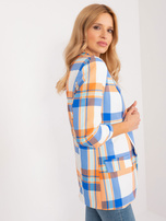 Hurt Pomarańczowo-ecru kolorowa marynarka w kratę