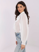 Biała przezroczysta koszula z plisowaniem