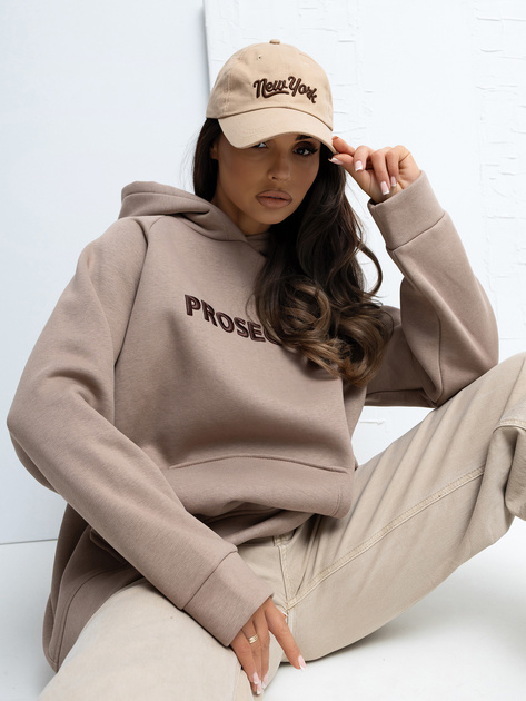 Ciemnobeżowa bluza kangurka z kapturem RUE PARIS