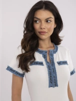 Ecru bawełniana bluzka damska z napisami