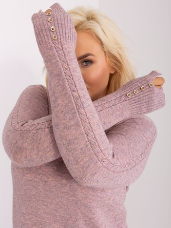 Hurt Jasnoróżowy sweter plus size ze ściągaczami
