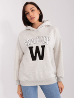 Hurt Jasnoszara melanżowa damska bluza z kapturem z bawełny