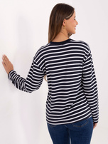 Ecru-granatowa damska bluzka z modalu