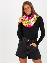 Hurtownia Biało-fuksjowa wzorzysta chusta z bawełny