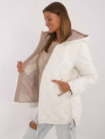 Hurt Ecru quilted transitional jacket with pockets.