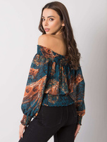 Morsko-brązowa bluzka damska we wzory Nanterre