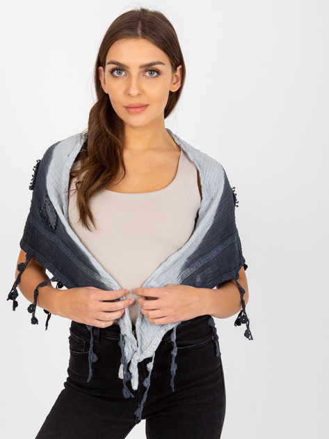 Hurt Granatowa muślinowa chusta z ozdobnym wykończeniem