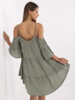 Khaki letnia sukienka z falbaną Veronique OCH BELLA