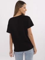 Czarny damski t-shirt z dżetami