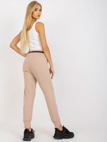 Beżowe spodnie dresowe z wysokim stanem OCH BELLA