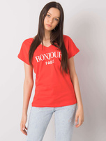 Czerwony t-shirt z nadrukiem Hortense