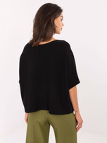 Black bat sweater with short sleeves.