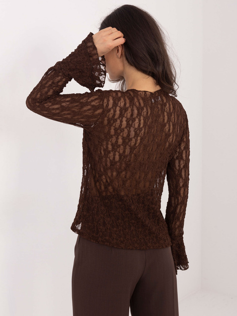 Brązowa bluzka z rozkloszowanymi rękawami