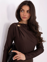 Ciemnobrązowe eleganckie body z drapowaniem