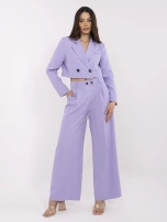 Liliowy elegancki komplet z kieszeniami