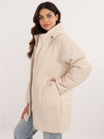 Hurt Jasnobeżowa przejściowa kurtka z błyszczącą nitką