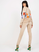 Hurt Beżowy dwuczęściowy komplet welurowy ze spodniami RUE PARIS