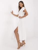 Biała midi sukienka z rozcięciem