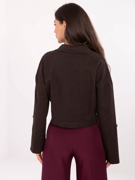 Ciemnobrązowa krótka kurtka jeansowa RUE PARIS