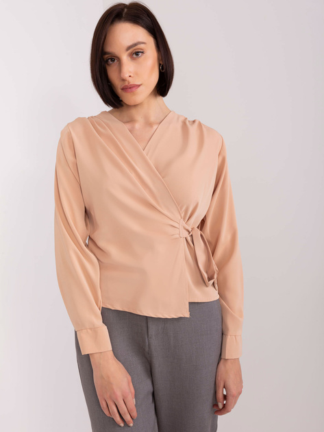 Hurt Camelowa bluzka wizytowa z wiązaniem