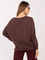 Czekoladowa bluza z haftowanym napisem RUE PARIS