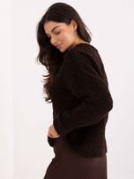 Ciemnobrązowy sweter boucle o kroju oversize