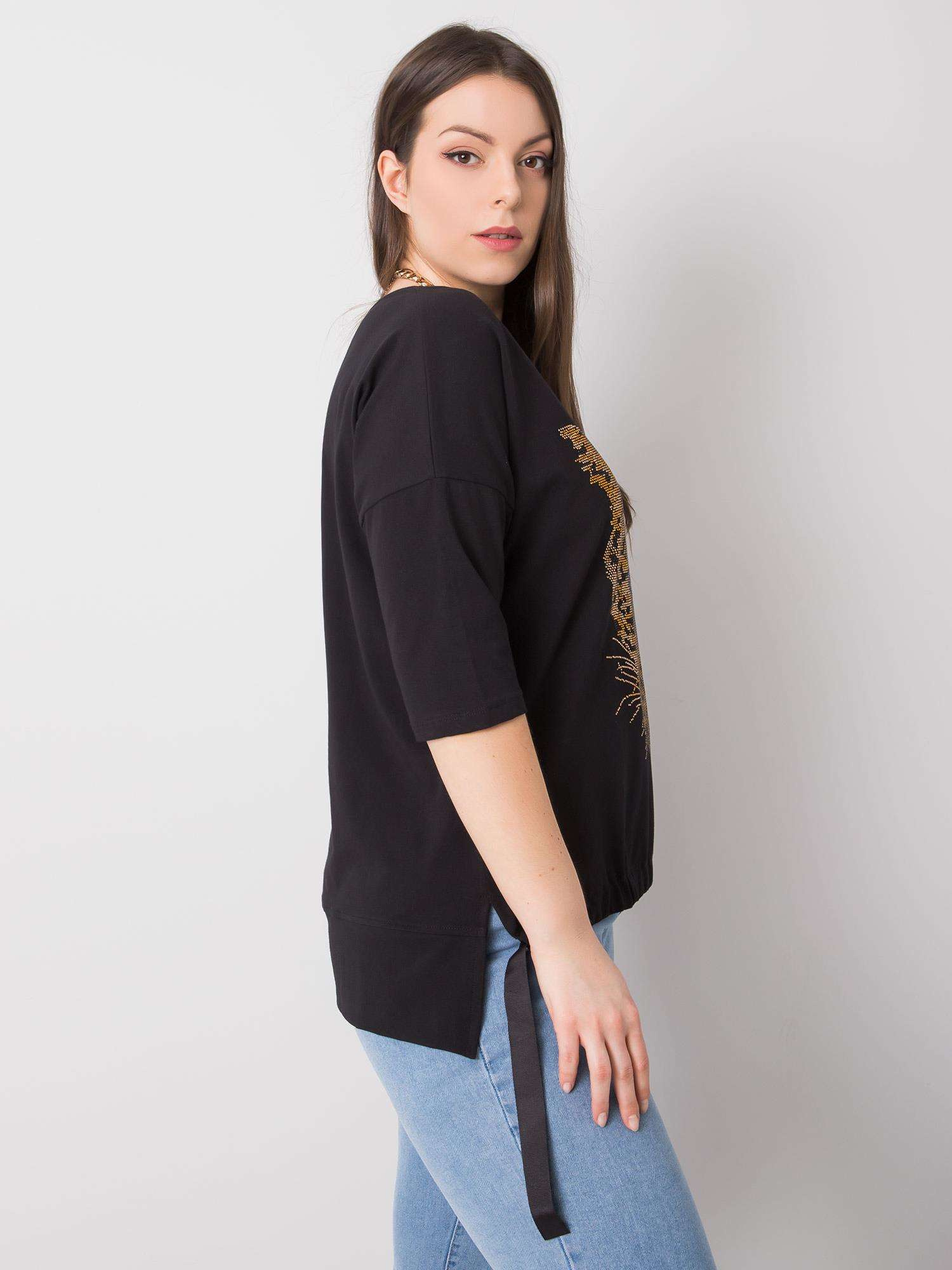 Czarna bluzka plus size z aplikacją Darren