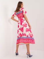 Hurt Różowo-beżowa sukienka damska w kolorowe wzory