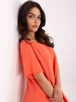 Hurt Pomarańczowy sweter oversize z krótkim rękawem