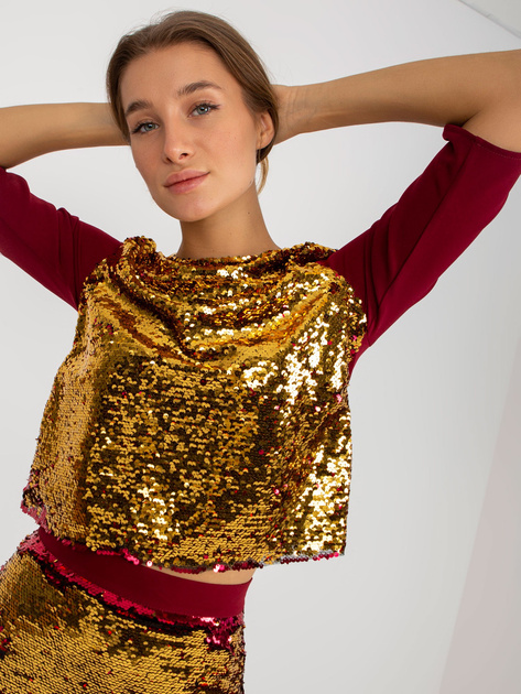 Hurtownia Bordowa damska bluzka wizytowa z cekinami