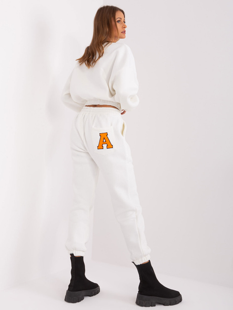 Hurt Ecru-fluo pomarańczowy dresowy komplet damski