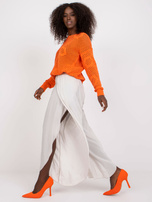 Beżowe zwiewne szerokie spodnie z rozcięciami OCH BELLA 