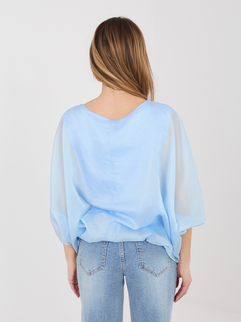 Pastelowa niebieska wizytowa bluzka z podszewką