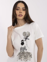 Ecru asymetryczna bluzka z kokardką