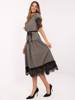 Hurt Szara elegancka sukienka z krótkim rękawem