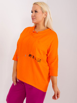 Hurtownia Pomarańczowa bluzka plus size z troczkami