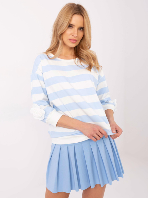 Hurtownia Niebiesko-ecru casualowa bluzka w paski