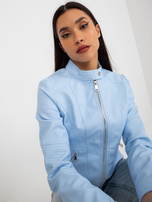 Hurt Jasnoniebieska kurtka z ekoskóry biker z podszewką 