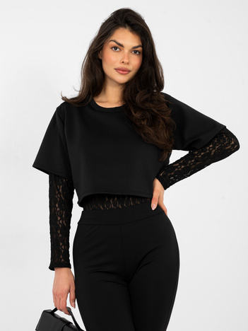 Czarne casualowe body z koronką