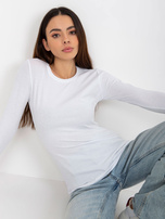 Hurtownia Biała bluzka basic longsleeve z bawełny